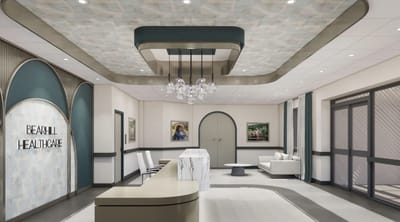 Modern reception area in a senior care facility