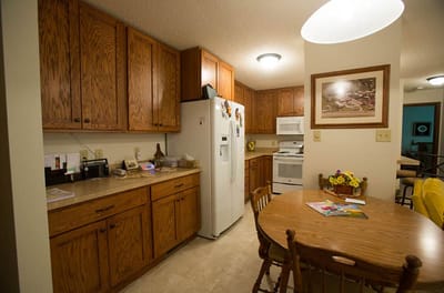 Interior view of a small kitchen in a living space