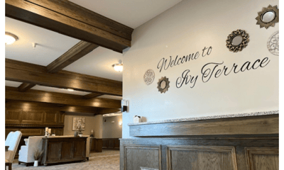 Interior view with 'Welcome to Ivy Terrace' sign