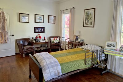 Cozy resident room with personal touches and decor