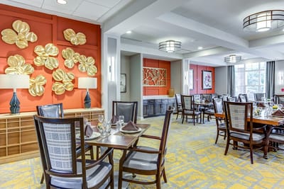 Elegant dining area with decorative lighting and floral accents