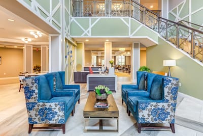Bright and welcoming lobby area with comfortable seating