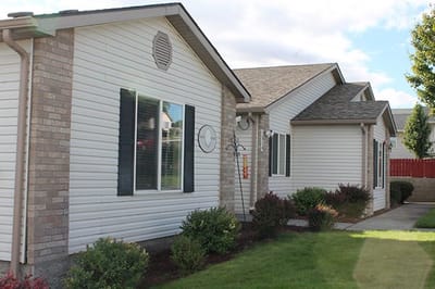 Exterior view of the senior living facility building