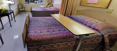 Interior of a resident room with two beds