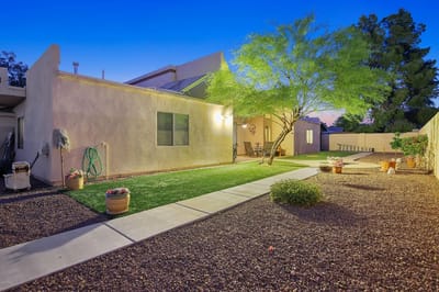 Outdoor view of landscaped area with pathways