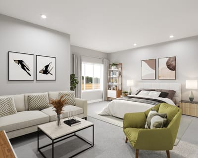 A well-furnished interior living space in a senior living facility