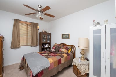 Cozy bedroom interior with warm colors and decor