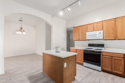 Interior kitchen space with modern appliances