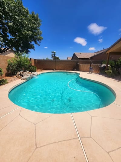 Bright outdoor pool with clear blue water