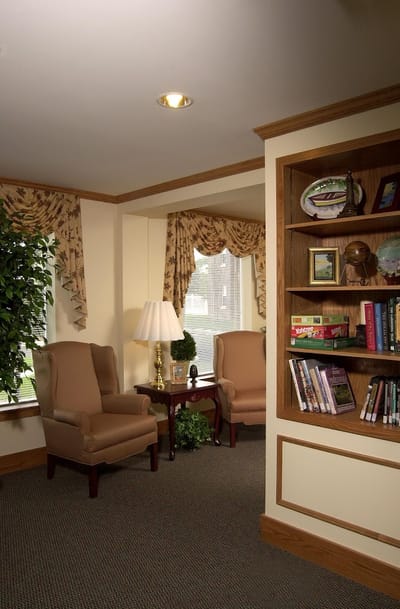 Cozy seating area in a well-lit common room