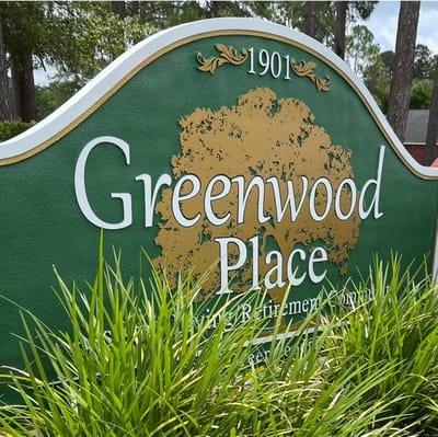 Sign of Greenwood Place Assisted Living facility