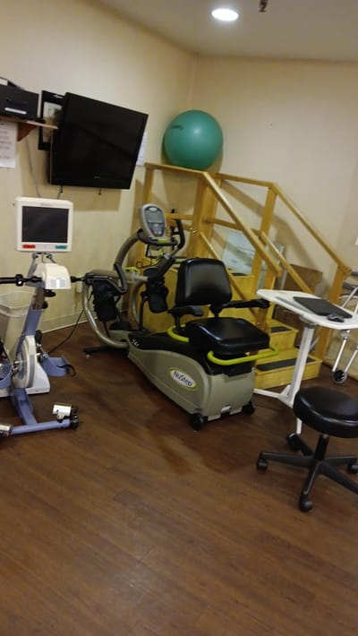 Interior view of a therapy room with equipment