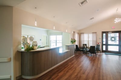 Bright interior view of the facility's lobby area
