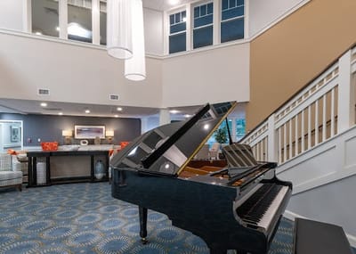 Elegant interior of a common area with piano