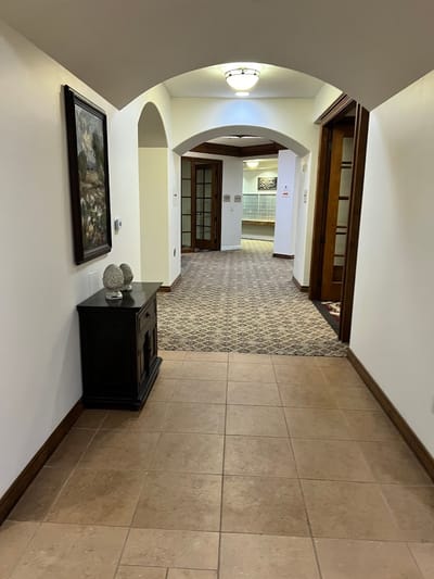 Interior hallway in a nursing home facility