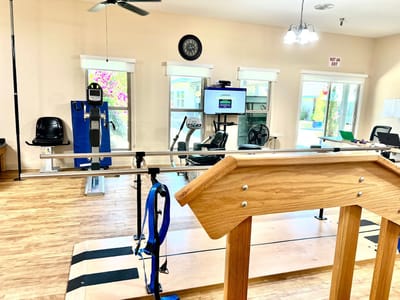 Activity room with rehabilitation equipment and seating
