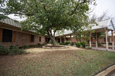 Exterior view of Mulberry Manor surrounded by trees