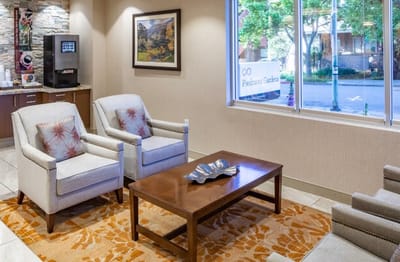 Bright common area with comfortable seating
