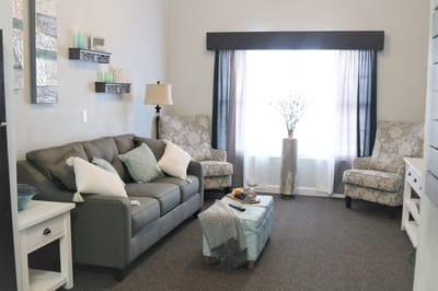 Cozy living room setup in a senior apartment