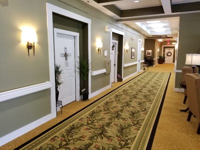 Interior corridor with elegant decor and doors
