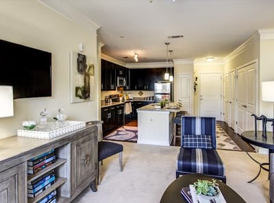 Modern interior of a studio apartment in a senior living facility