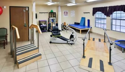 Rehabilitation room with exercise equipment