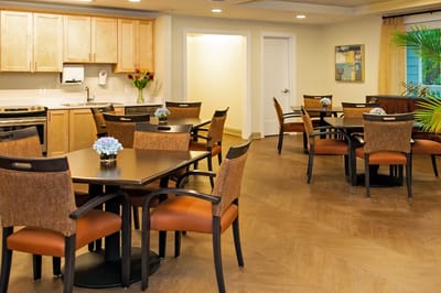 Interior dining room with tables and chairs