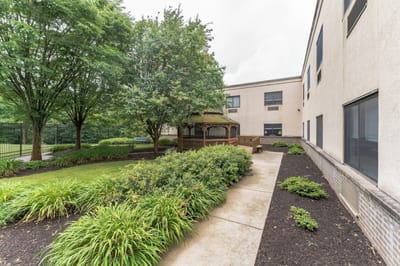 Outdoor garden area with gazebo