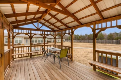Outdoor gazebo with seating area