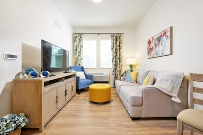 Cozy living area in a senior living facility
