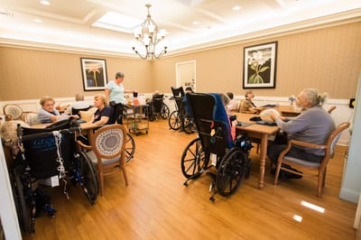 Residents engaging in an activity in a common area