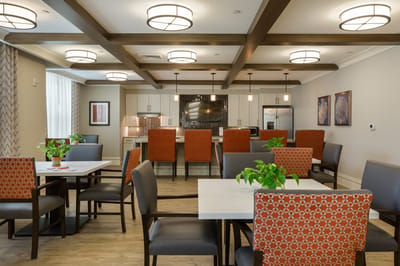 Common area with dining tables and chairs
