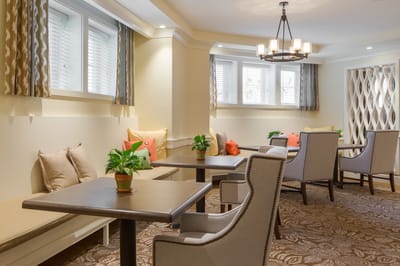 Cozy common area with comfortable seating and plants