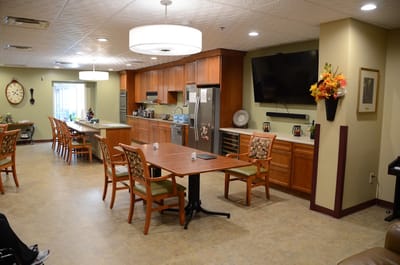 Interior view of a communal dining area