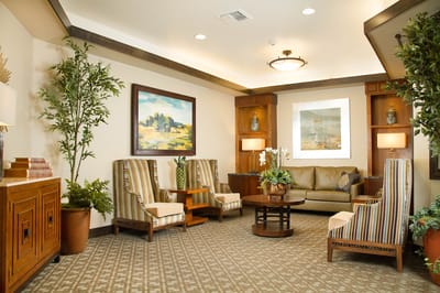 Interior common area with seating and artwork