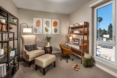 Cozy resident room with comfortable furniture