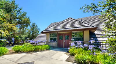 Exterior view of a facility with landscaping