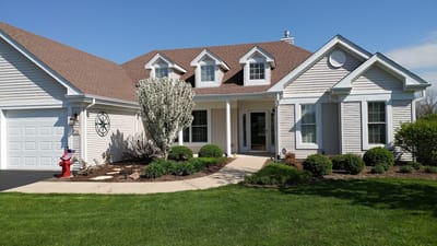 Exterior view of a residential building with landscaping