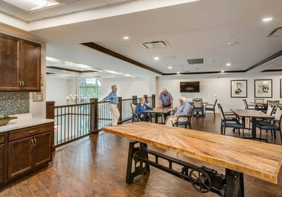 Residents enjoying conversation in a common area
