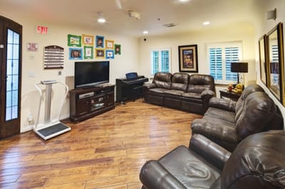 Cozy common area with comfortable seating and decor