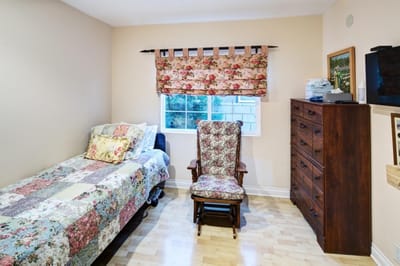 Cozy resident room with floral decorations