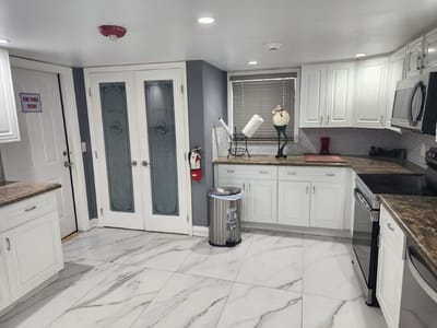 Bright, modern kitchen in a senior living facility
