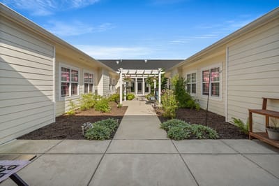 Courtyard area with landscaping and a pathway