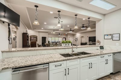 Interior view of a common area with granite counter