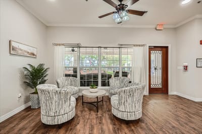 Bright common area with comfortable seating