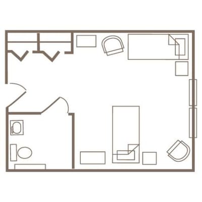 Architectural floor plan of a resident unit