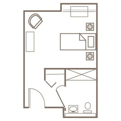 Architectural floor plan of a resident room