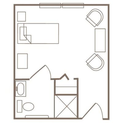Floor plan of a resident room layout