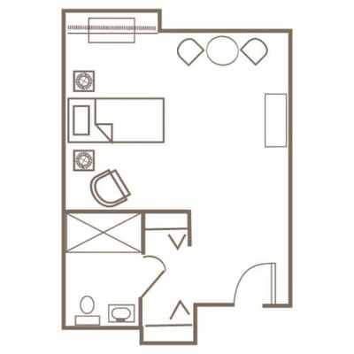 Architectural floor plan of a resident unit