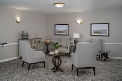 Comfortable common area with seating and decor